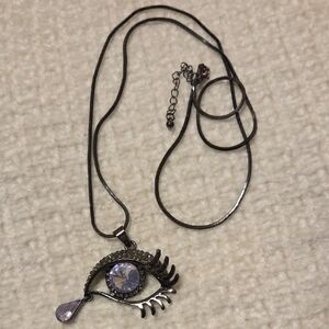 Elegant Silver Eye Pendant Necklace